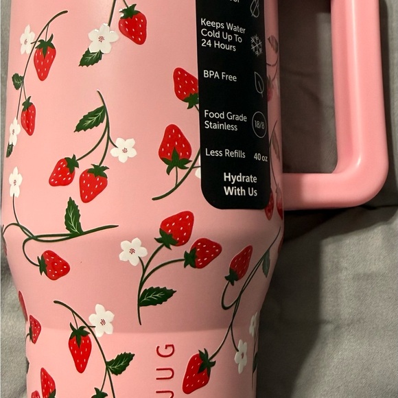 HydroJug Pink Strawberry Patterned Water Bottle - Picture 8 of 10
